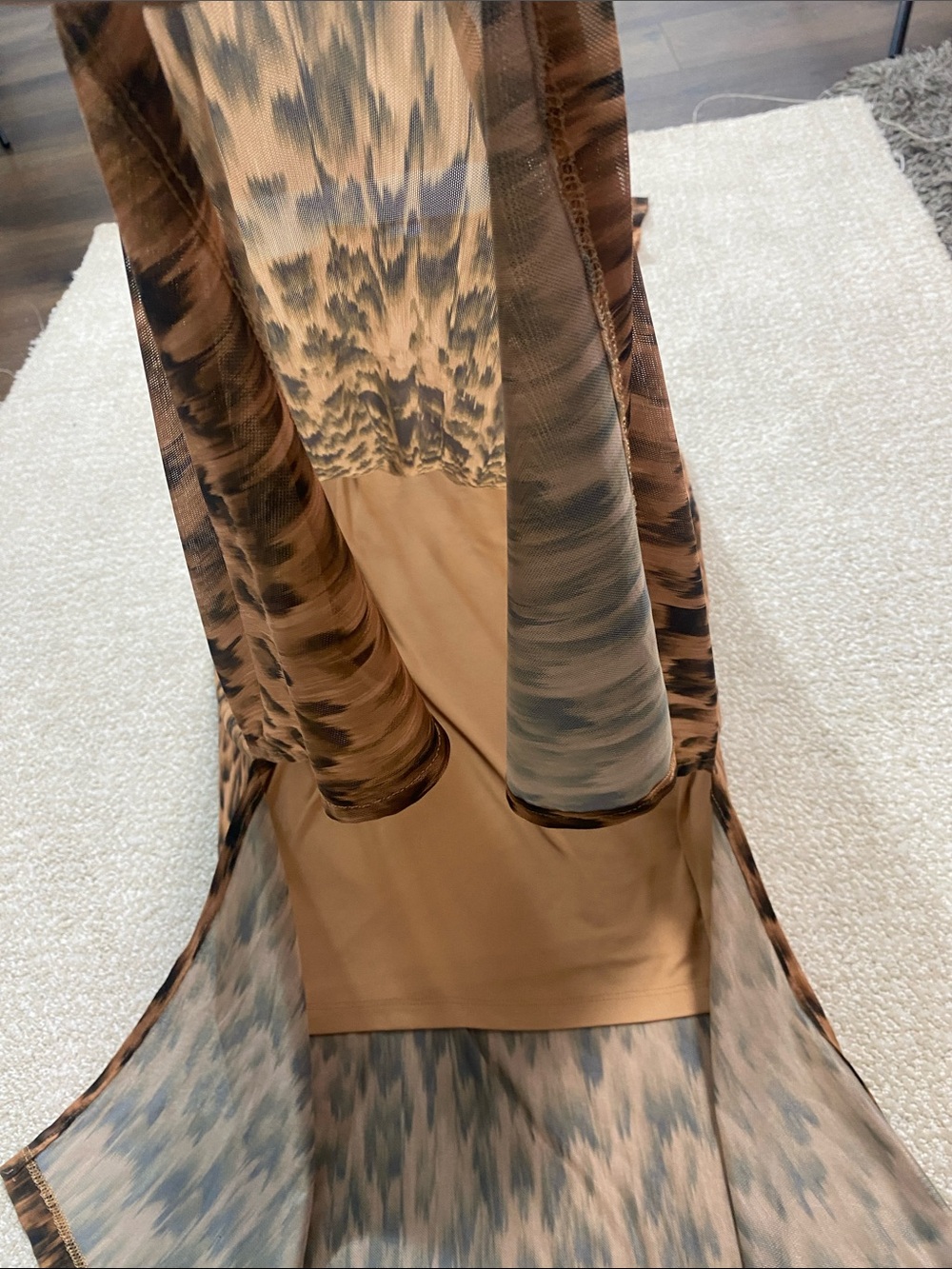 Steve Madden Leopard Mesh Maxi Dress Slit EUC Size M - Picture 12 of 15
